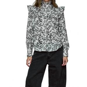 NEW SECULAR cassidy long sleeve shirt in blk/wht